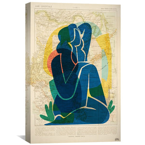 Lady Blue Canvas Art Clock Canvas