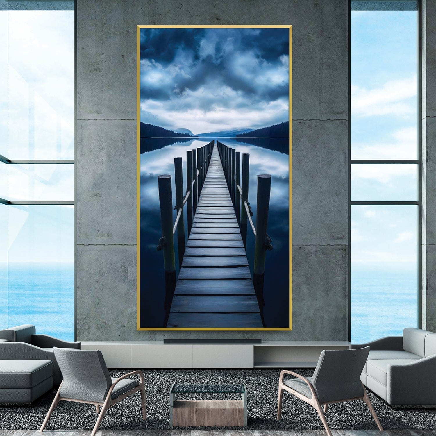Lakeside Dock Canvas Art Clock Canvas