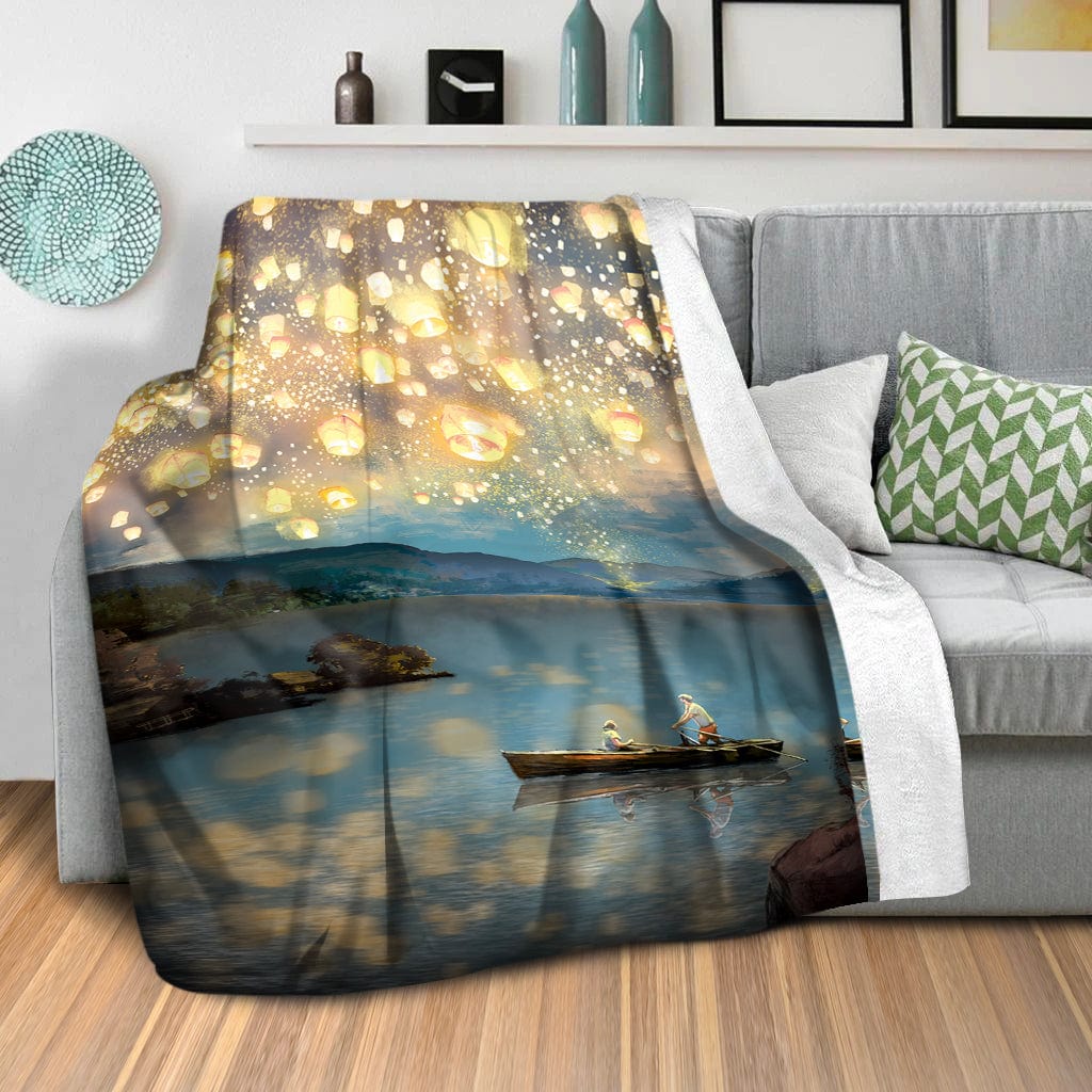 Lantern Lake Blanket Blanket Clock Canvas