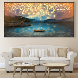 Lantern Views Easy Build Frame Posters, Prints, & Visual Artwork Easy Build Frame & Fabric Print / 40 x 20in Clock Canvas