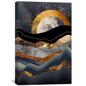 Layered Moonset Canvas Art Clock Canvas