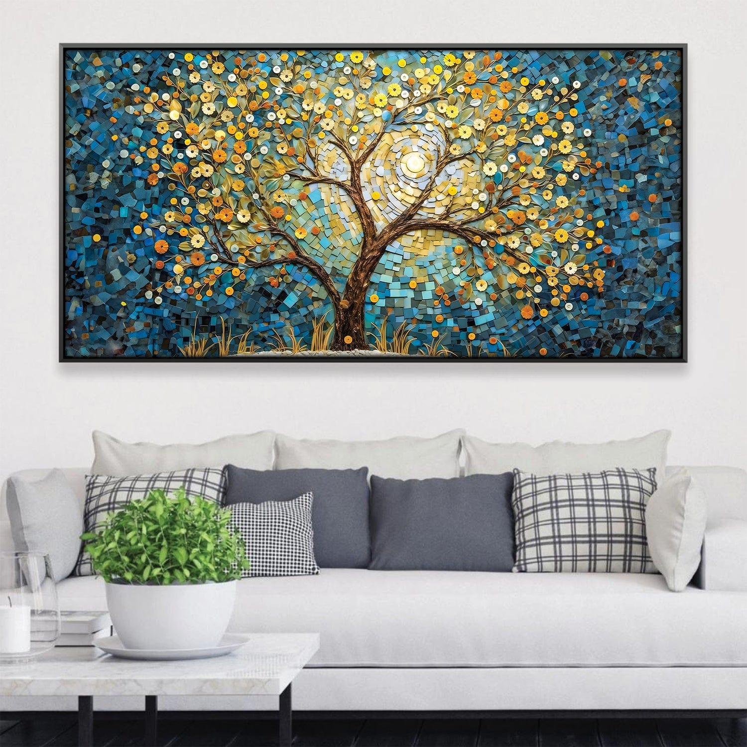 Layered Shapes Tree Canvas Art Clock Canvas