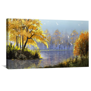 Light Along the Bank Canvas Art Clock Canvas