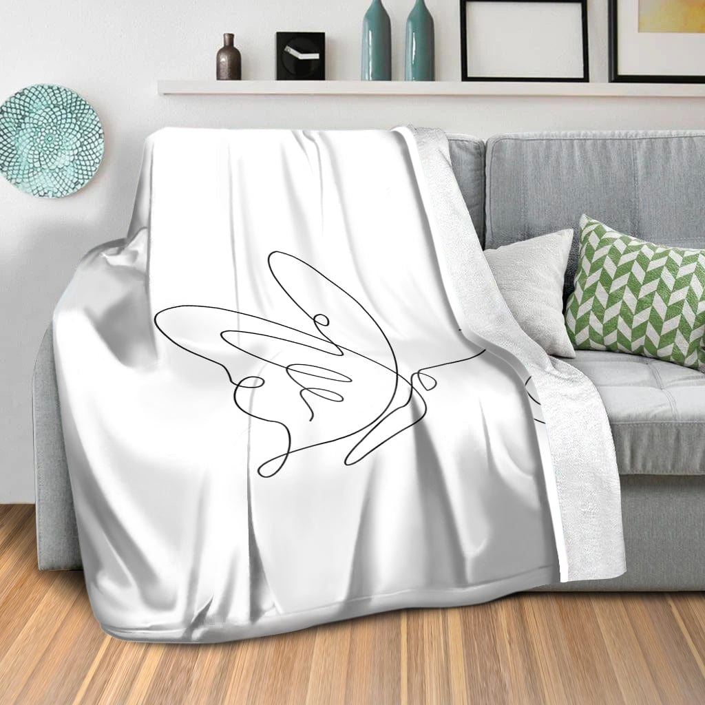Line Butterflies C Blanket Blanket Clock Canvas