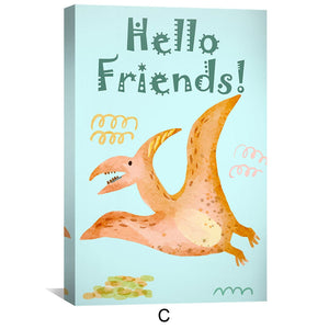 Little Dino Friends Canvas Art C / 12 x 18in / Canvas Clock Canvas