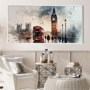 London Watercolor Canvas Art Clock Canvas