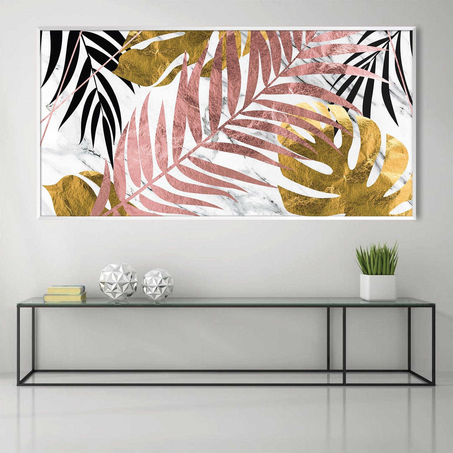 Marble Foilage Canvas Art Clock Canvas