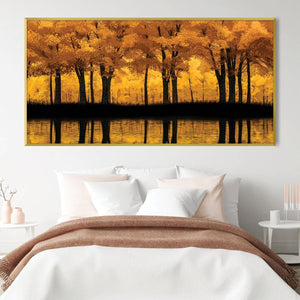 Mellow Gold Forest Canvas Art Clock Canvas