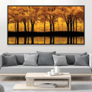 Mellow Gold Forest Canvas Art Clock Canvas