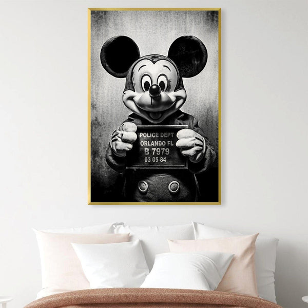 Mickey Mugshot Black Canvas