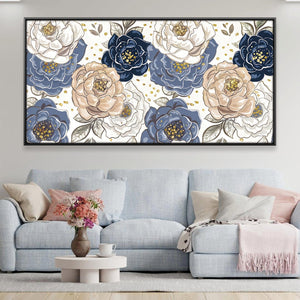 Midnight Blossoms Canvas Art 20 x 10in / Canvas Clock Canvas