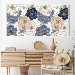 Midnight Blossoms Canvas Art Clock Canvas