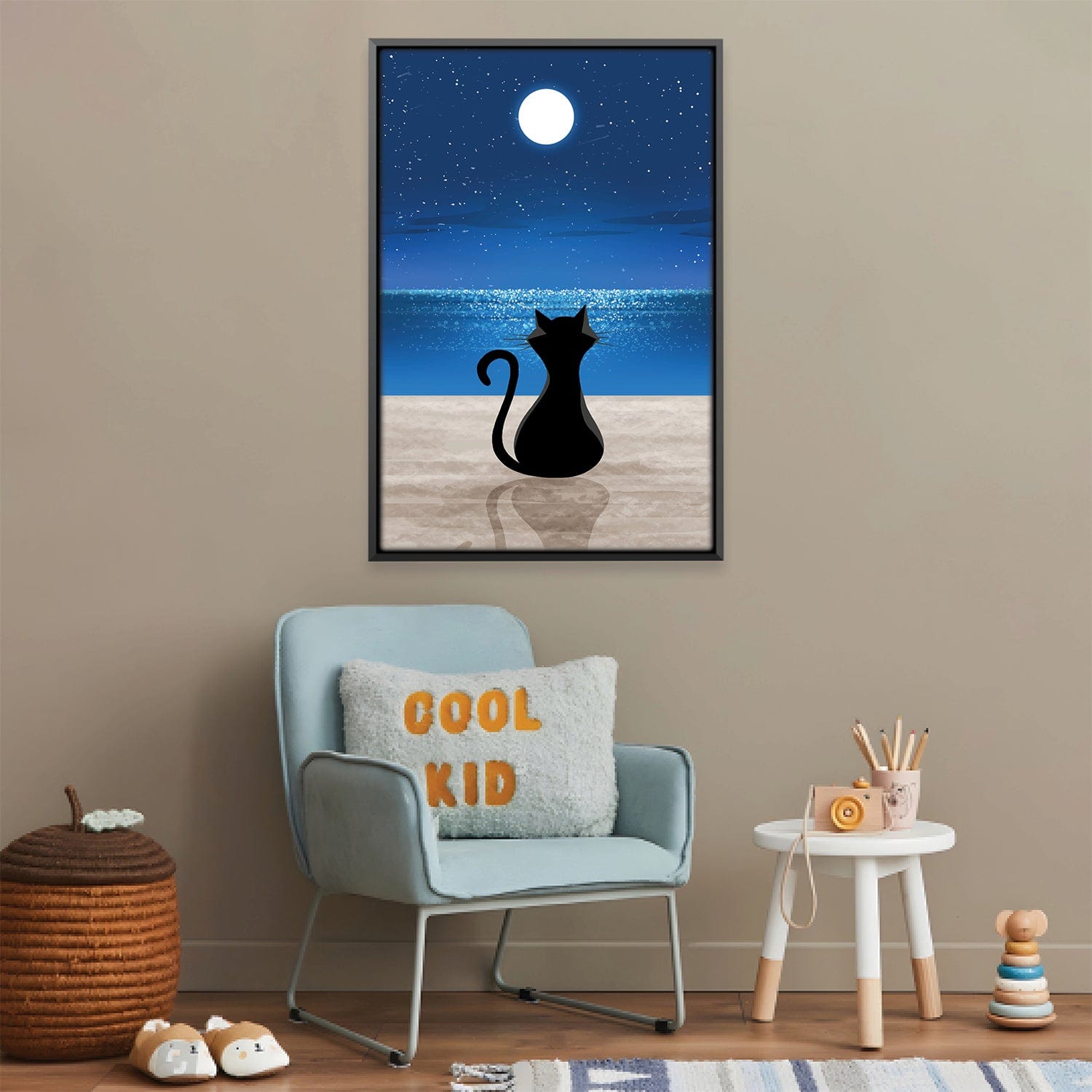 Midnight Whiskers Canvas Art 12 x 18in / Canvas Clock Canvas