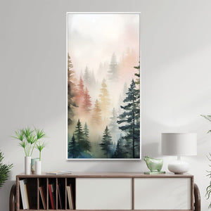 Mist Among The Pines Canvas Art Clock Canvas