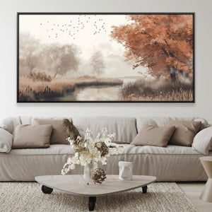 Mist Beneath the Maples Canvas Art 20 x 10in / Canvas Clock Canvas