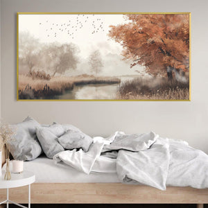 Mist Beneath the Maples Canvas Art Clock Canvas