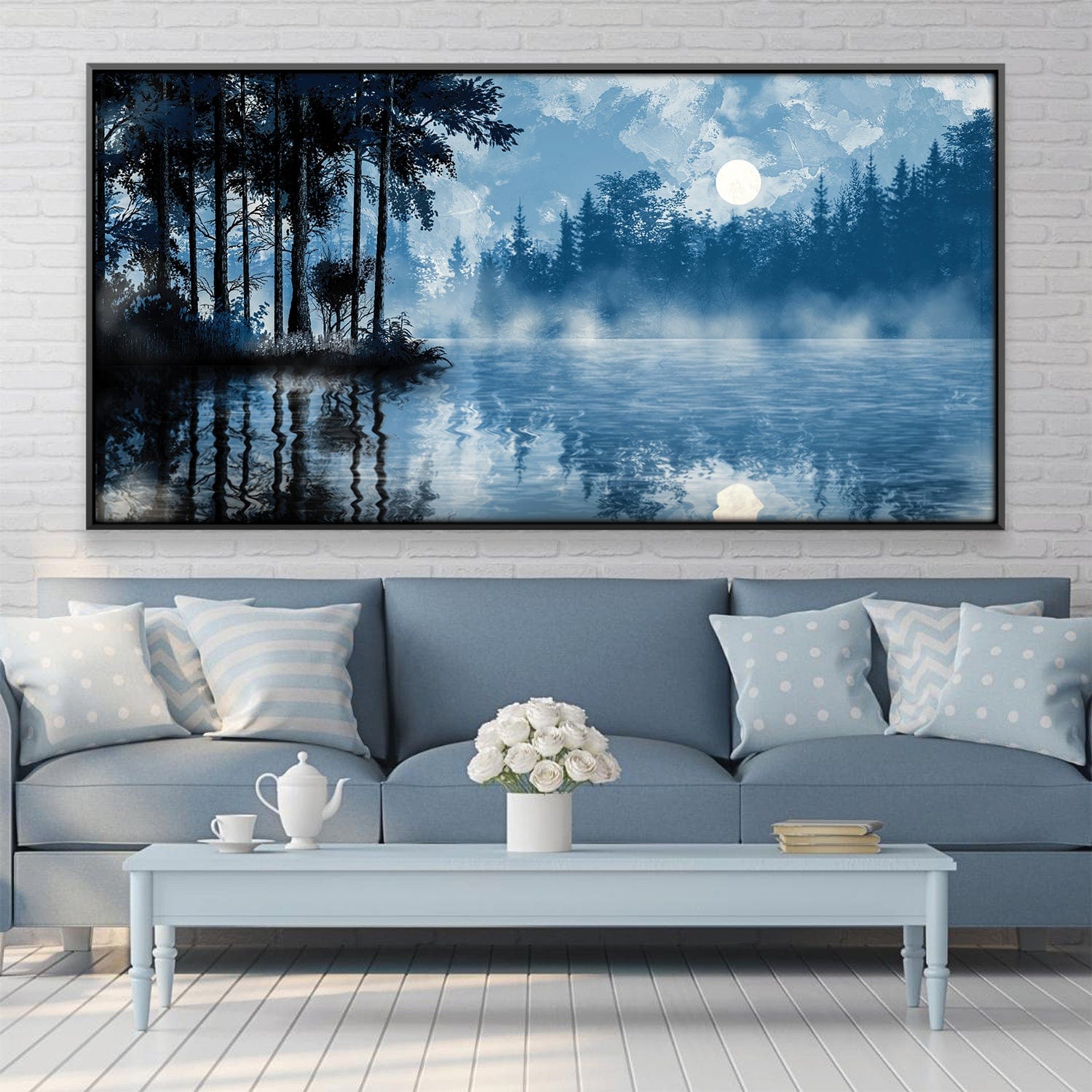 Mist on Moonlit Water Canvas Art Clock Canvas