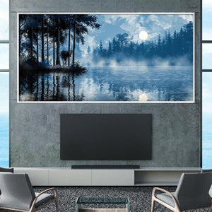 Mist on Moonlit Water Canvas Art Clock Canvas