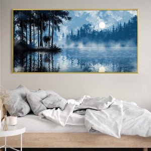 Mist on Moonlit Water Canvas Art Clock Canvas