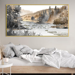 Misty Creek Canvas Art Clock Canvas