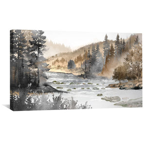 Misty Creek Canvas Art Clock Canvas