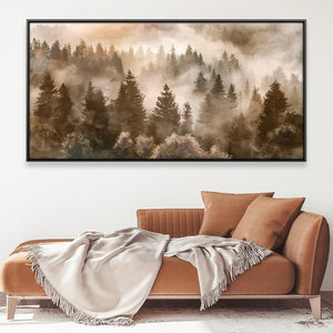Misty Pines at Dusk Canvas Art 20 x 10in / Canvas Clock Canvas