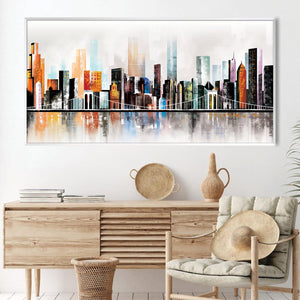 Modern Cityscape Canvas Art Clock Canvas