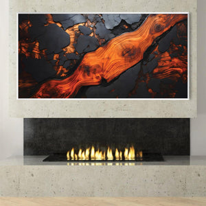 Molten Abstract Canvas Art Clock Canvas