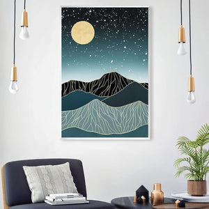 Moon In The Stars Canvas Art Clock Canvas