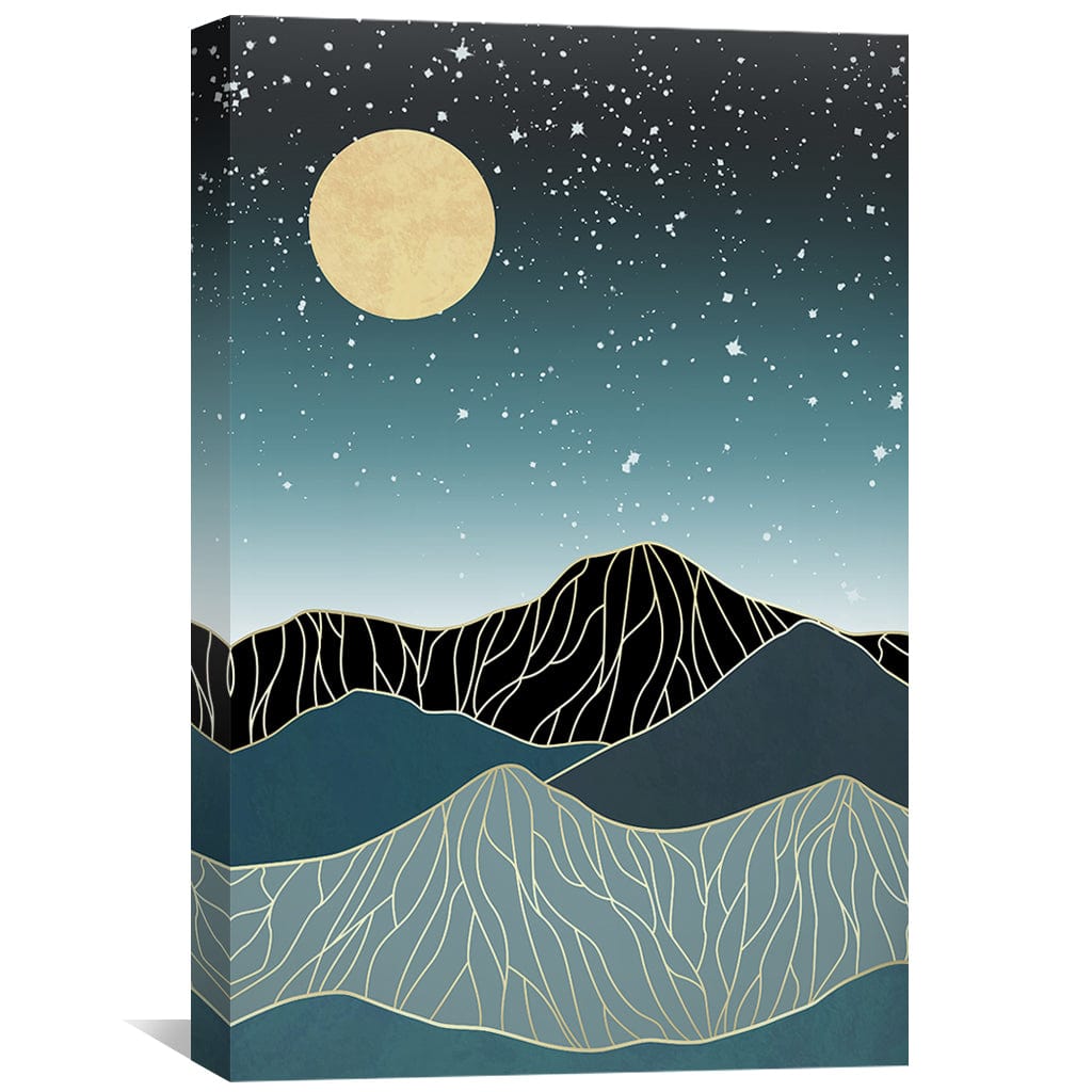 Moon In The Stars Canvas Art Clock Canvas