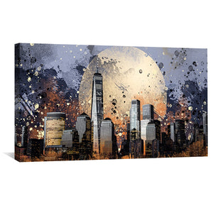 Moonlit Metropolis Canvas Art Clock Canvas