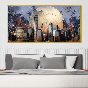 Moonlit Metropolis Canvas Art Clock Canvas