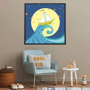 Moonlit Sails Canvas Art 12 x 12in / Canvas Clock Canvas