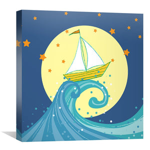 Moonlit Sails Canvas Art Clock Canvas