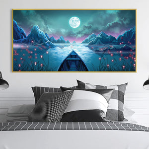 Moonlit Voyage Canvas Art Clock Canvas