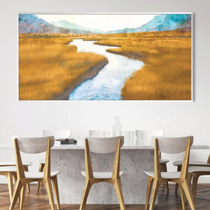 Mountain Bound Stream Canvas Art Clock Canvas