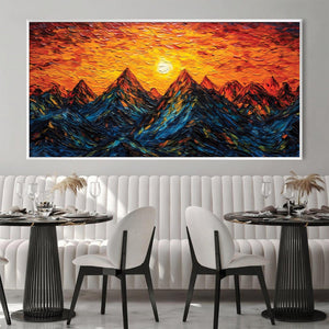 Mountain Sunset Canvas Art Clock Canvas