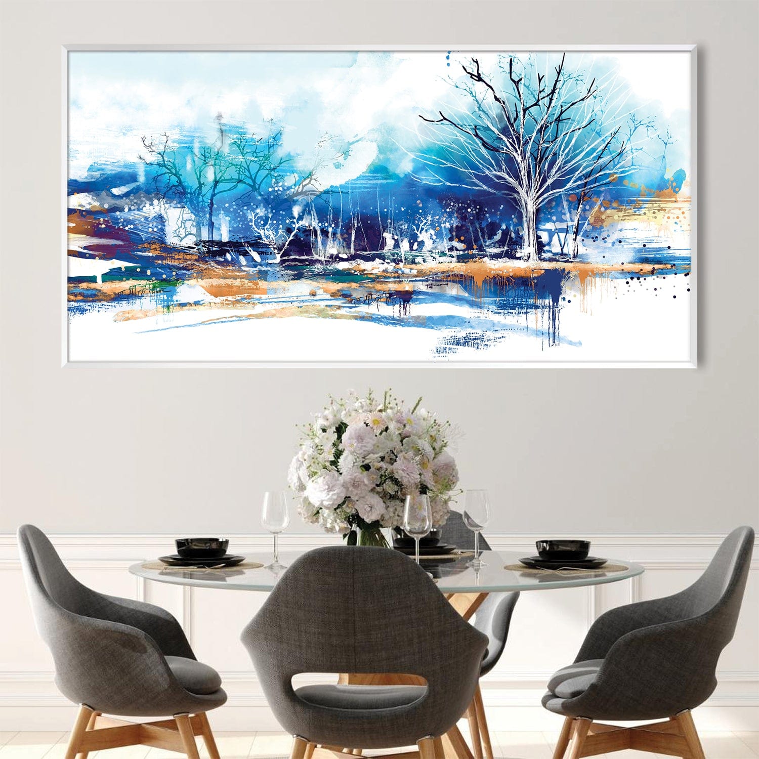 Mystic Bluescape Canvas Art Clock Canvas