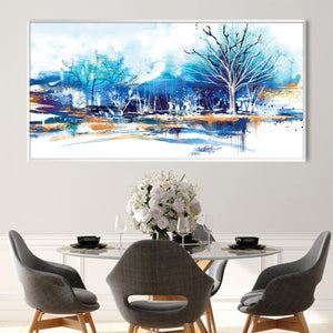 Mystic Bluescape Canvas Art Clock Canvas