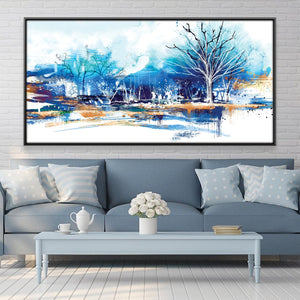 Mystic Bluescape Canvas Art Clock Canvas