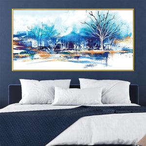 Mystic Bluescape Canvas Art Clock Canvas