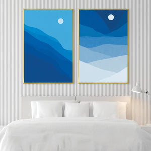 Natural Landscape Blue Canvas Art Clock Canvas