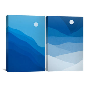 Natural Landscape Blue Canvas Art Clock Canvas