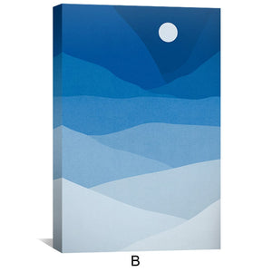 Natural Landscape Blue Canvas Art Clock Canvas