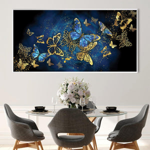 Navy Gold Butterflies Canvas Art Clock Canvas