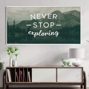 Never Stop Exploring Canvas Art Clock Canvas