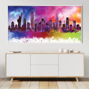 New York Colors Canvas Art Clock Canvas