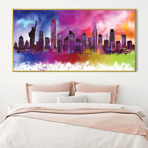 New York Colors Canvas Art Clock Canvas