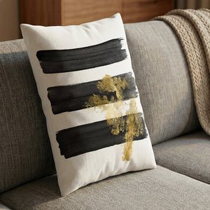 Noir Brush Work B Cushion Cushion 13 x 19in Clock Canvas