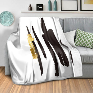 Noir Brush Work C Blanket Blanket Clock Canvas